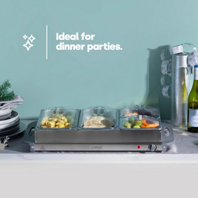 LIVIVO Section Large Buffet Server and Plate Warmer Litre