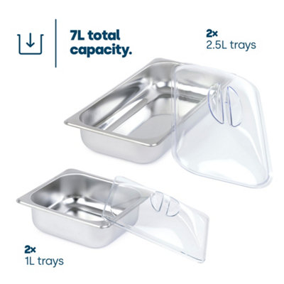 Vassoio Refrigerato Per Feste - Acciaio Inox, Con Scomparto Ghiaccio, 13x22 Cm - Per Frutta, Frutti Di Mare, Snack
