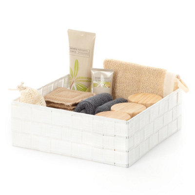 LIVIVO 4Pc Wicker Storage Organiser - Minimalistic Design with Spacious Compartments & Metal Frame - Bathroom, Office & Home Decor