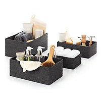 LIVIVO 4Pc Woven Hamper Storage Baskets - Multipurpose & Stackable Living, Dining Room & Bathroom Organiser Boxes - Black