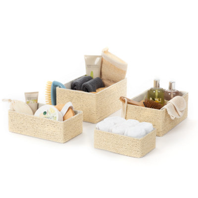 LIVIVO 4Pc Woven Hamper Storage Baskets - Natural