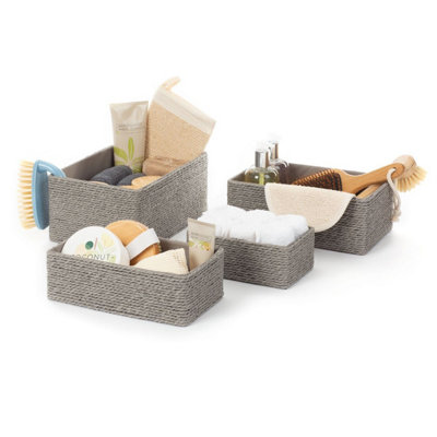 LIVIVO 4Pc Woven Storage Baskets Set - Grey