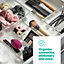 LIVIVO 4Pcs Clear Plastic Drawer Organiser, Versatile Desk & Kitchen Drawer Organiser - Tray for Makeup & Office Supplies - Large