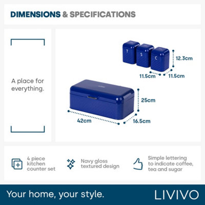 LIVIVO 4Pcs Taurus Kitchen Set - Includes Storage Lids Tins Canister ...