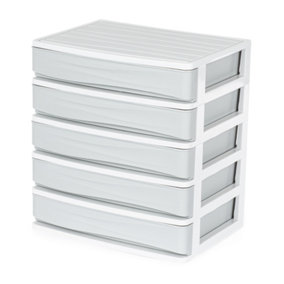 LIVIVO 5 Drawer Desktop Cosmetic & Makeup Storage Box - Organiser for Dresser, Bathroom & Office (Grey)