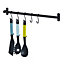 LIVIVO 5 Hook Pots and Pans Hanging Rail Rack - Wall Mounted Pot Hangers for your Kitchen - (Black/50 cm)