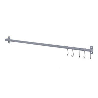 LIVIVO 5 Hook Pots and Pans Hanging Rail Rack - Wall Mounted Pot Hangers for your Kitchen - (Grey/79 cm)