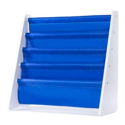LIVIVO 5-Tier Children Bookcase with Fabric Shelves - Wooden Storage Rack for Bedroom, Playroom & Daycare - Blue