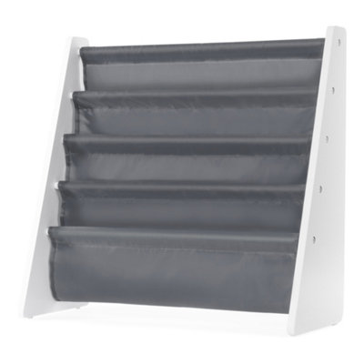 LIVIVO 5-Tier Children Bookcase with Fabric Shelves - Wooden Storage Rack for Bedroom, Playroom & Daycare - Slate