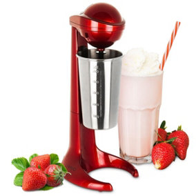 LIVIVO 500ml Red Stainless Steel Retro Milkshake Maker with Mixing Cup - Ideal for Milkshakes, Protein Shake, Omelete or Cocktails
