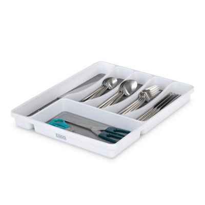 LIVIVO 6-Compartment Cutlery Tray - White/Grey