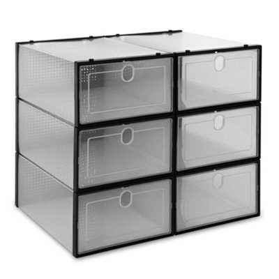 LIVIVO 6pcs Clear Plastic Shoe Storage Box - Stackable Closet Organiser ...