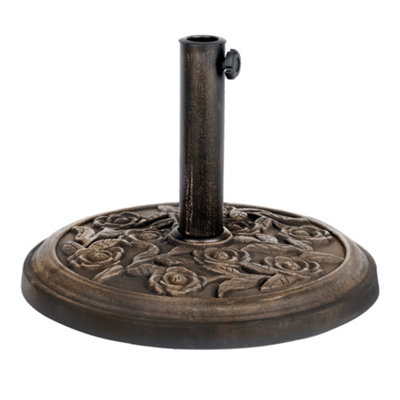 LIVIVO 9KG Garden Round Parasol Base with Bronze Floral Design