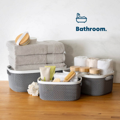 LIVIVO Bathroom & Laundry Storage Basket - Tidy Organiser, Plastic ...