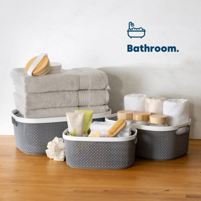 LIVIVO Bathroom & Laundry Storage Basket - Tidy Organiser, Plastic ...