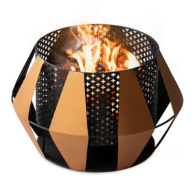 LIVIVO Brazier Mesh Fire Pit - Outdoor Bronze Steel Camping & Garden Heater with BBQ Grill - Metal Poker & Spark Guard