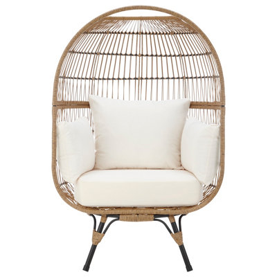 LIVIVO Brown & Luxurious White Rattan effect Egg Chair