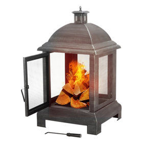 LIVIVO Cast Iron Garden Chimenea & Heater - Outdoor Garden Steel Firepit & Wood Burner with a Vintage Design