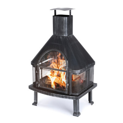 LIVIVO Cast Iron Garden Chimenea u0026 Heater - Outdoor Patio Garden Steel  Firepit u0026 Wood Burner with a Contemporary Design | DIY at Bu0026Q