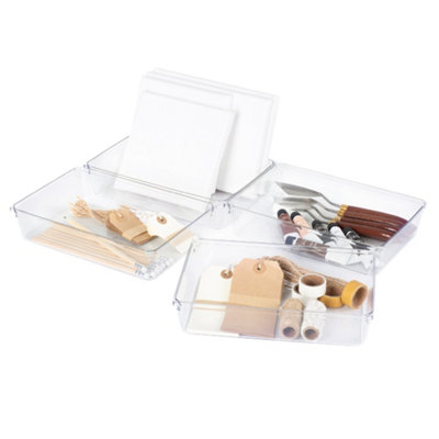 LIVIVO Clear Plastic Drawer Organiser - Set of 4