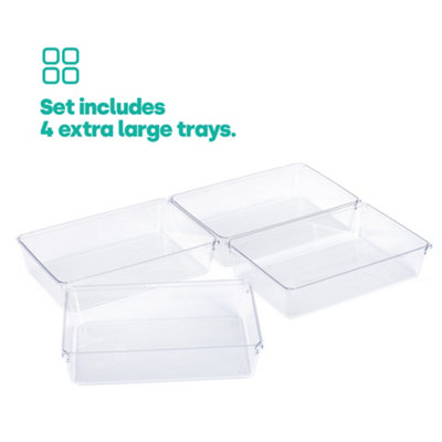 LIVIVO Clear Plastic Drawer Organiser - Set of 4