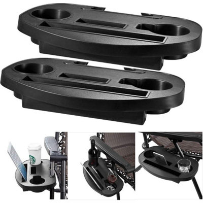 LIVIVO Clip on Gravity Chair Cup Holder - Side Recliner Cup Table, With  Mobile Device, Water Cup & Snack Tray Slot - (Set of 2)