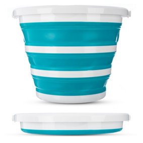 LIVIVO Collapsible Laundry Storage Basket - Large Capacity, Space Saving, & Pop-Up Washing Organiser Bucket -  Turquoise/10L