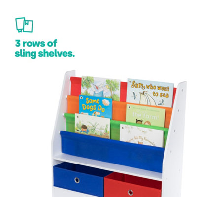 LIVIVO Colourful Children's Bookshelf with Fabric Shelves to Protect your Kids Books - Ideal for Bedroom, Playroom or Daycare