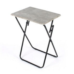 LIVIVO Concrete Effect Folding Snack Tray Table - Foldable Lightweight Design for Indoor, TV Dinners, Laptop, Coffee & Magazines