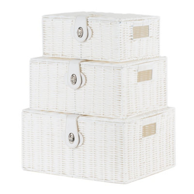 LIVIVO Deluxe Hamper Collection - Set of 3 Luxury Wicker Storage ...