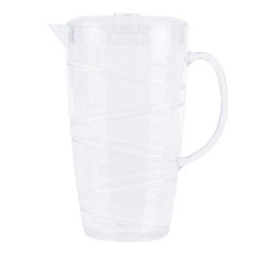 LIVIVO Deluxe Plastic Acrylic Pitcher Jug with Swirl Design - Stackable Durable Great for Picnics, BBQ & Poolside Parties - Clear