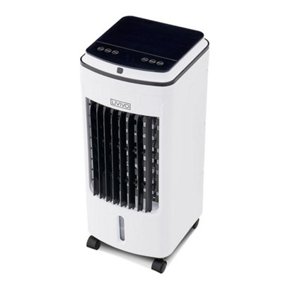 LIVIVO Digital Oscillating Air Cooler - 3 Speed Settings with 4L Water Tank, LED Display with Soft Touch Controls - White