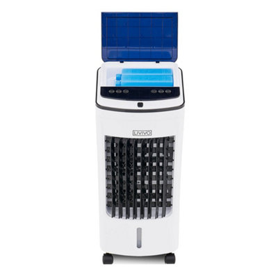 LIVIVO Digital Oscillating Air Cooler - 3 Speed Settings with 4L Water Tank, LED Display with Soft Touch Controls - White