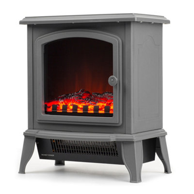 LIVIVO Electric Stove Heater with Log Burner Flame Effect Fire - 2000W,  Freestanding Fireplace with Wood Burning LED Light - Black | DIY at Bu0026Q
