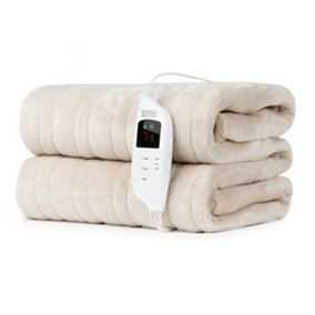 LIVIVO Electric Heated Blanket - Warm Fleece Over Throw with a Digital Control & Timer, Washable Mattress Pad Heater