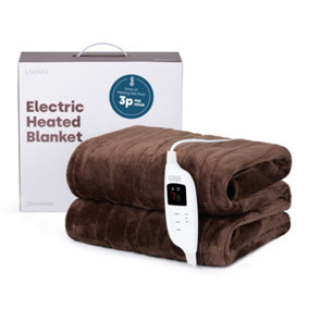 LIVIVO Electric Heated Blanket Warm Over Throw Fleece Digital Control Timer Faux Fur UK