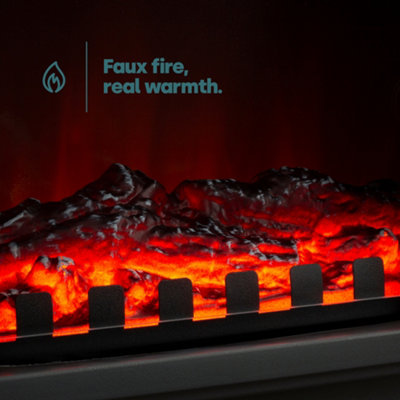 LIVIVO Electric Stove Heater with Log Burner Flame Effect Fire - 2000W,  Freestanding Fireplace with Wood Burning LED Light - Black | DIY at Bu0026Q