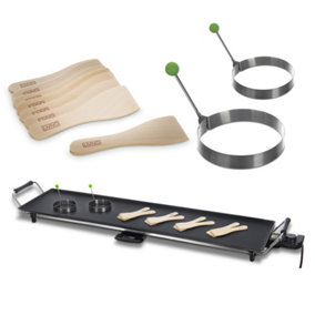 LIVIVO Extra Large Teppanyaki Grill - Solid 1800W Electric Griddle with Wooden Spatulas & Egg Rings, For Healthy Dining