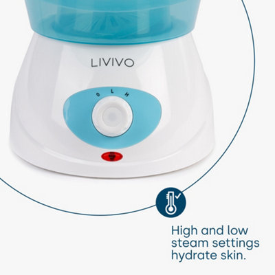 LIVIVO Facial Spa Steamer Inhaler With Aromatherapy Diffuser, Moisturising Pores Cleanser - Home Beauty & Spa Treatment (Blue)