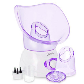 LIVIVO Facial Spa Steamer Inhaler With Aromatherapy Diffuser, Moisturising Pores Cleanser - Home Beauty & Spa Treatment (Purple)