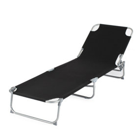 Foldable Black Sunloungers Garden seating B Q