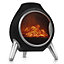 LIVIVO Freestanding Electric Fireplace - Log Burning Fire Effect, Freestanding Stove Heater for Dining & Living Room - Black