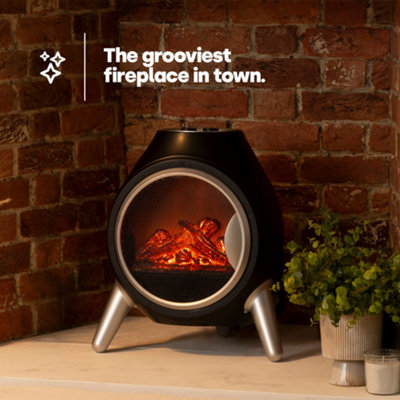 LIVIVO Freestanding Electric Fireplace - Log Burning Fire Effect,  Freestanding Stove Heater for Dining u0026 Living Room - Black | DIY at Bu0026Q