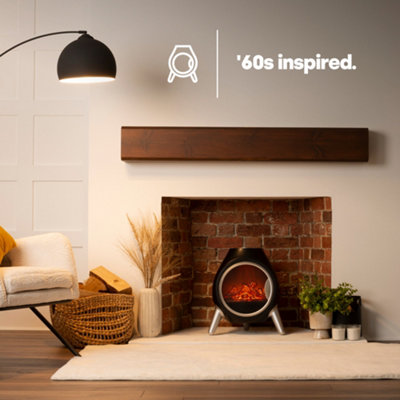 LIVIVO Freestanding Electric Fireplace - Log Burning Fire Effect,  Freestanding Stove Heater for Dining u0026 Living Room - Black | DIY at Bu0026Q