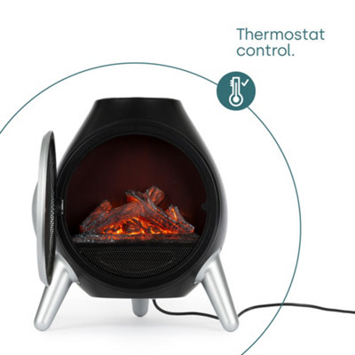 LIVIVO Freestanding Electric Fireplace - Log Burning Fire Effect, Freestanding Stove Heater for Dining & Living Room - Black