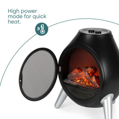 LIVIVO Freestanding Electric Fireplace - Log Burning Fire Effect,  Freestanding Stove Heater for Dining u0026 Living Room - Black | DIY at Bu0026Q