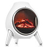 LIVIVO Freestanding Electric Fireplace - Log Burning Fire Effect, Freestanding Stove Heater for Dining & Living Room - White
