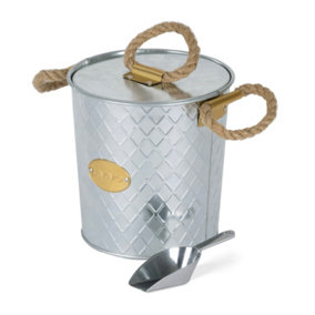 LIVIVO Galvanised Steel Ice Cool Bucket - Pail Diamond Embossed with Rope Handles - Ideal for Drinks, Parties & BBQs