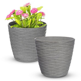 LIVIVO Garden Plant Pots - Set of 2, Gardening Pot for All House Plants, Herbs & Foliage Plant - Ideal Home Decor & Flower Planter