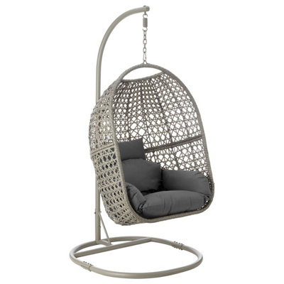 LIVIVO Garden Swing Chair with Water-Resistant Cushions - Grey